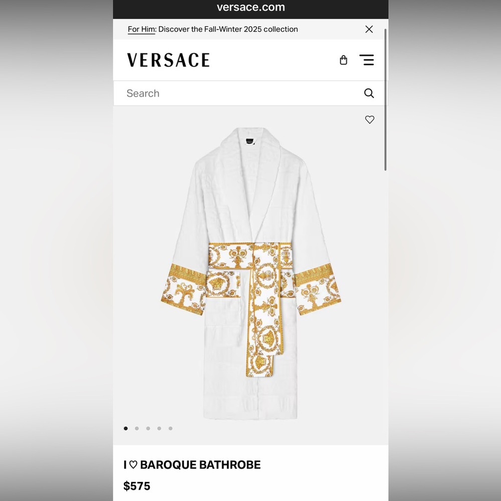 NEW Versace Women's White and Gold Robe